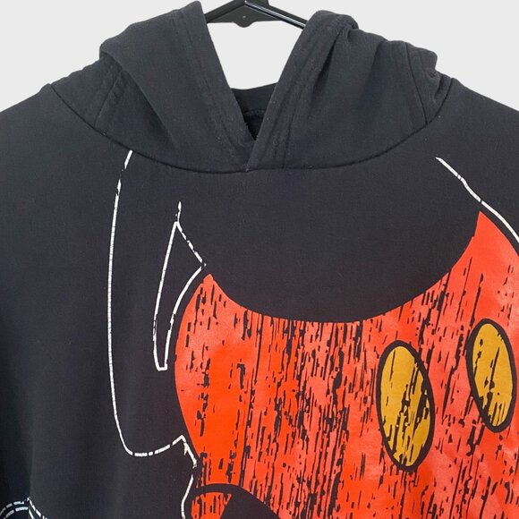 Disney Micky Mouse Ears Hoodie Sweatshirt Men's Small Black Graphic Long-Sleeve - Picture 5 of 13